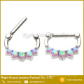 Prong Set Synthetic Fire Opal Surgical Steel Nose Hoop Ring Piercing Jewelry